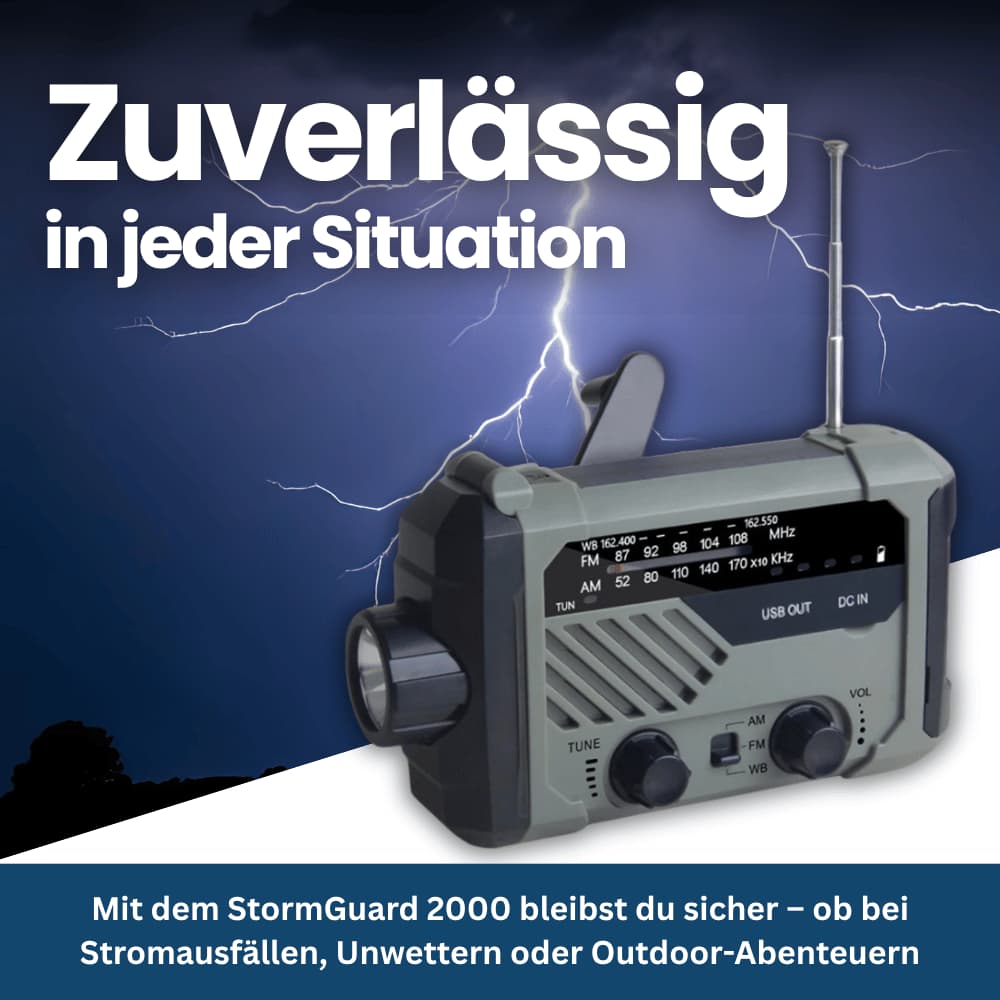 PowerGuard Pro – Emergency Radio with Solar & Hand-Crank Power