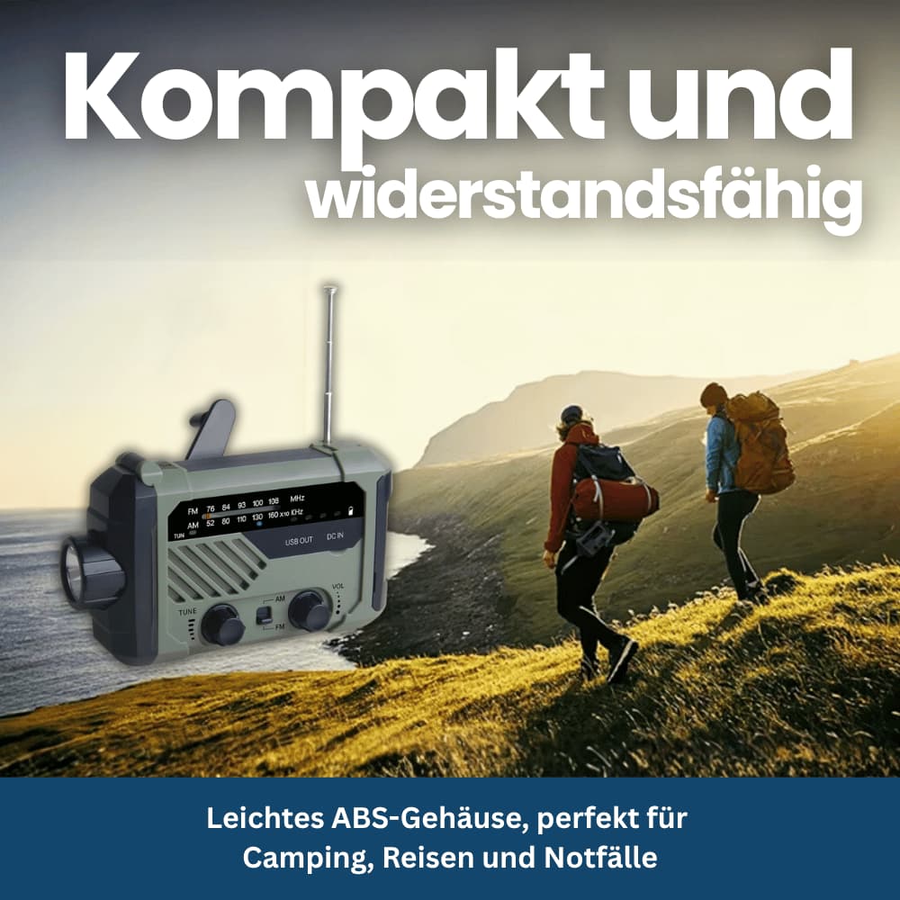 PowerGuard Pro – Emergency Radio with Solar & Hand-Crank Power