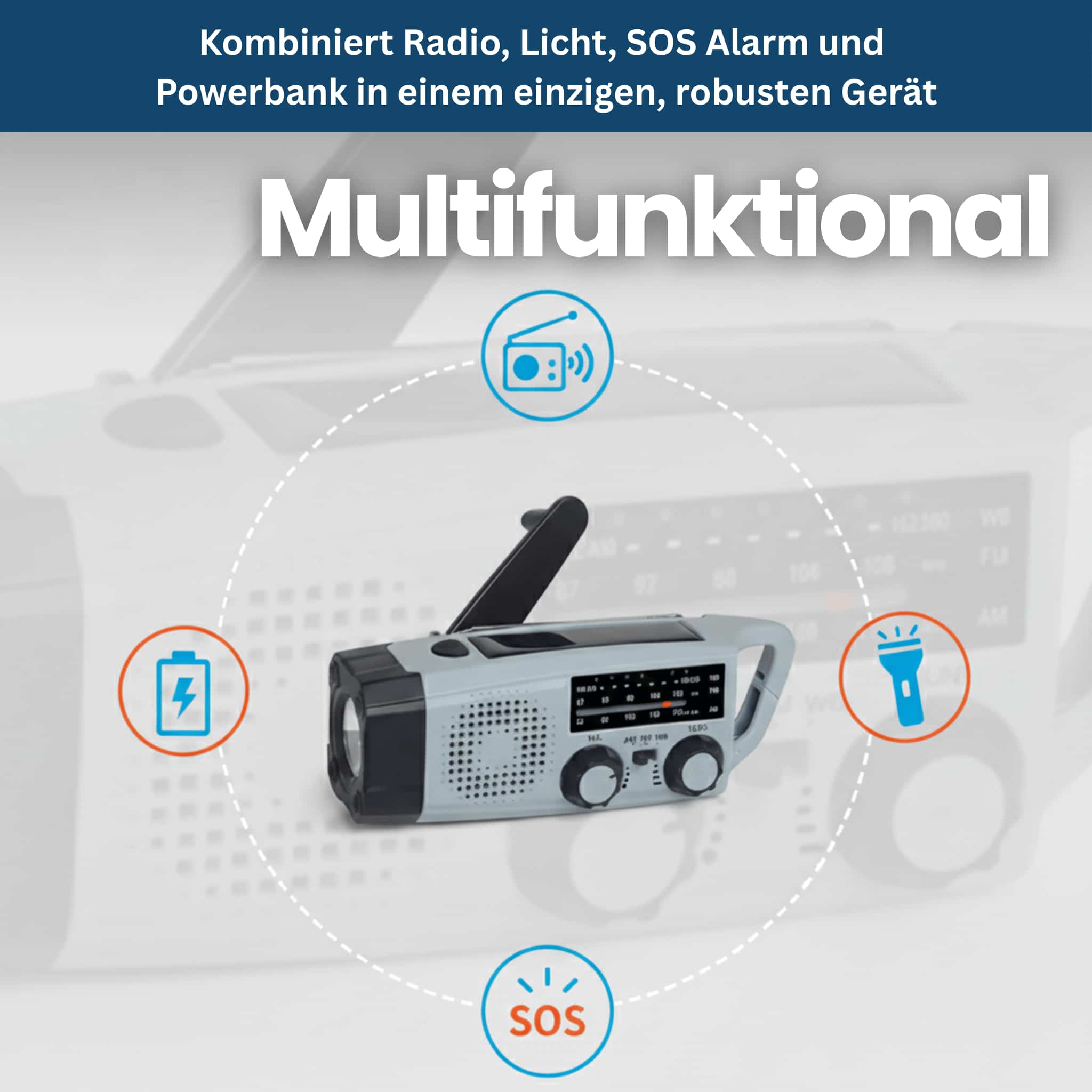 StormGuard 2000 – Solar Emergency Radio with Crank, Light & SOS