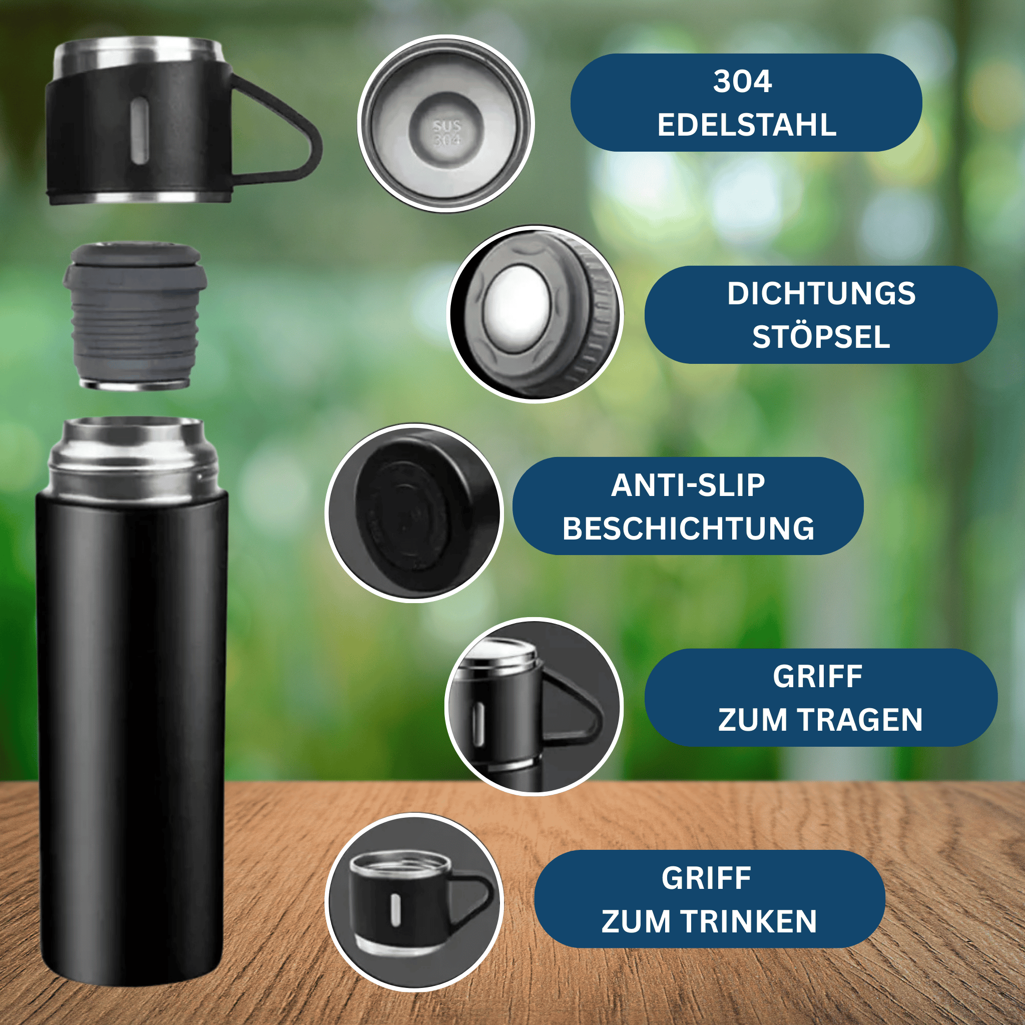 Stainless Steel Thermos Bottle – Vacuum Insulated & Durable