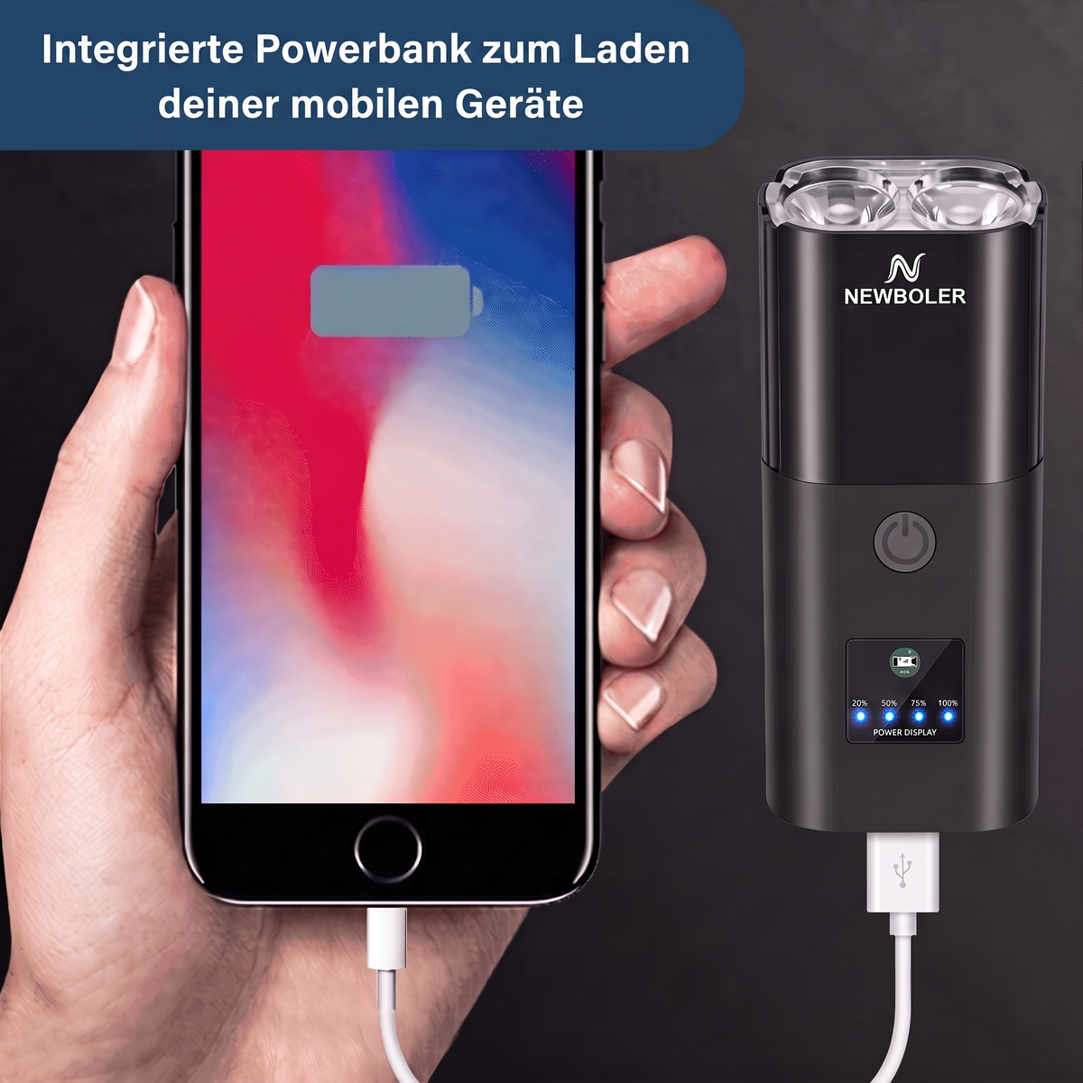 Lumo-Frontlicht – integrierte Powerbank