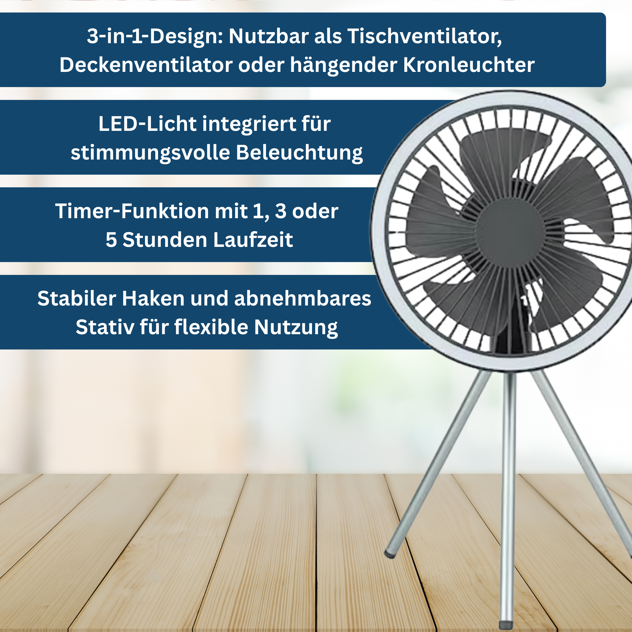 AirBreeze Camping Fan with LED Light