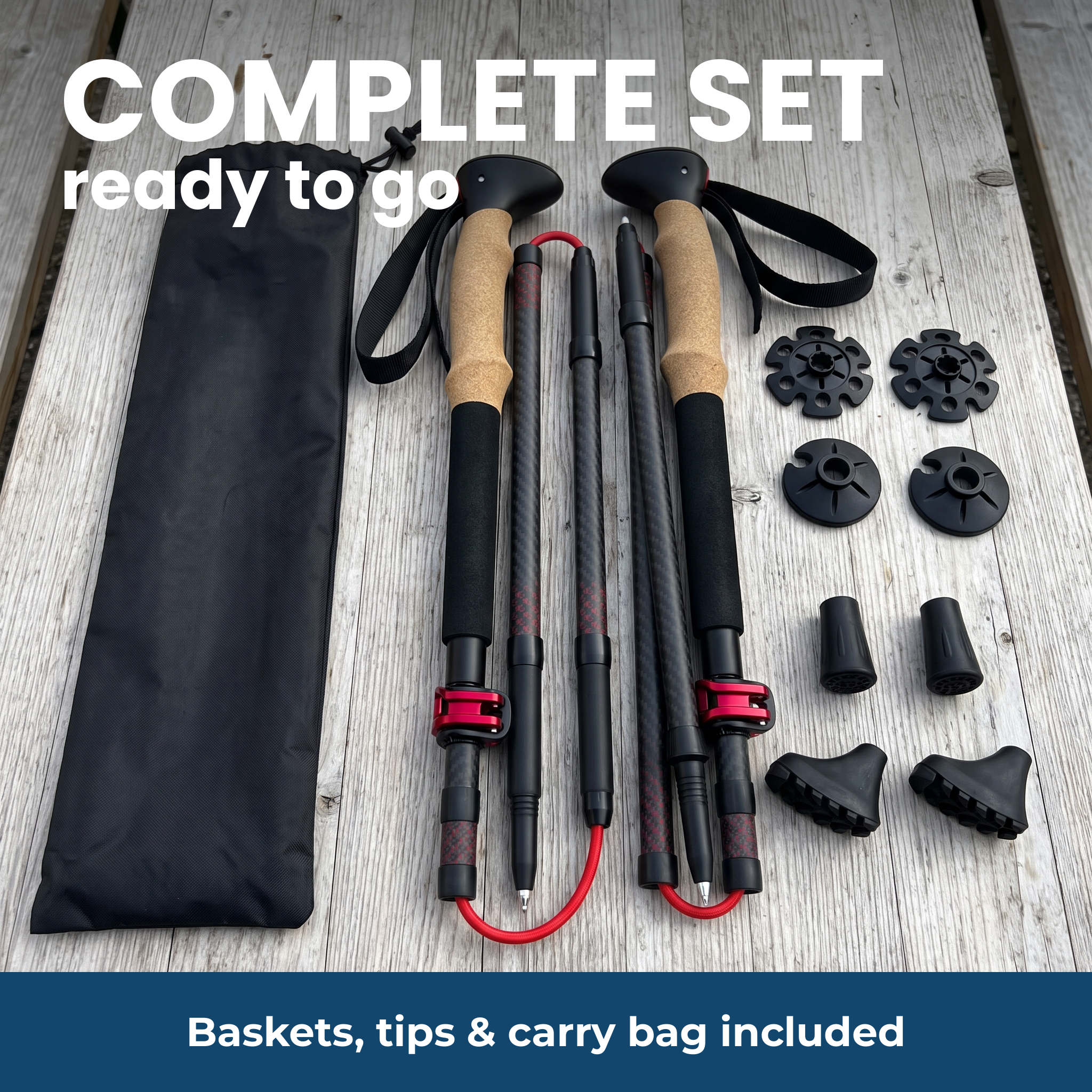 Complete set with baskets, tips & bag